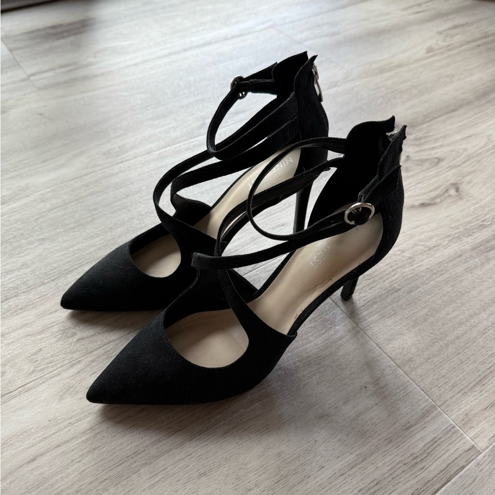 Nine West Black Strappy Heels